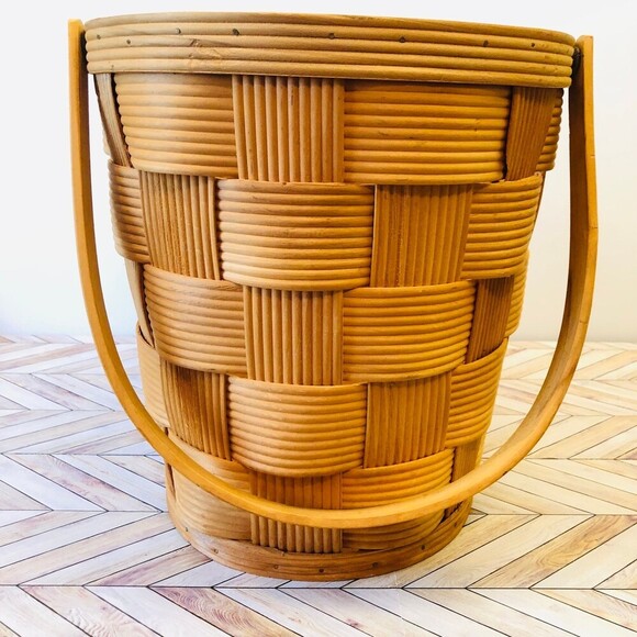 Honey Brown Handwoven Large Basket with Handles Cottage Core - Picture 3 of 10